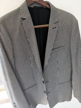Balenciaga Black and White Pinstripe Blazer